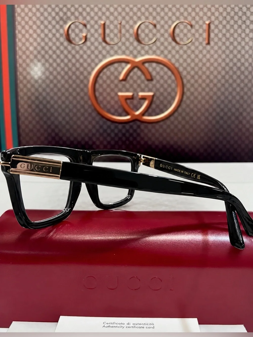 Gucci GG1504O 005 Black and Gold Designer Eyeglasses